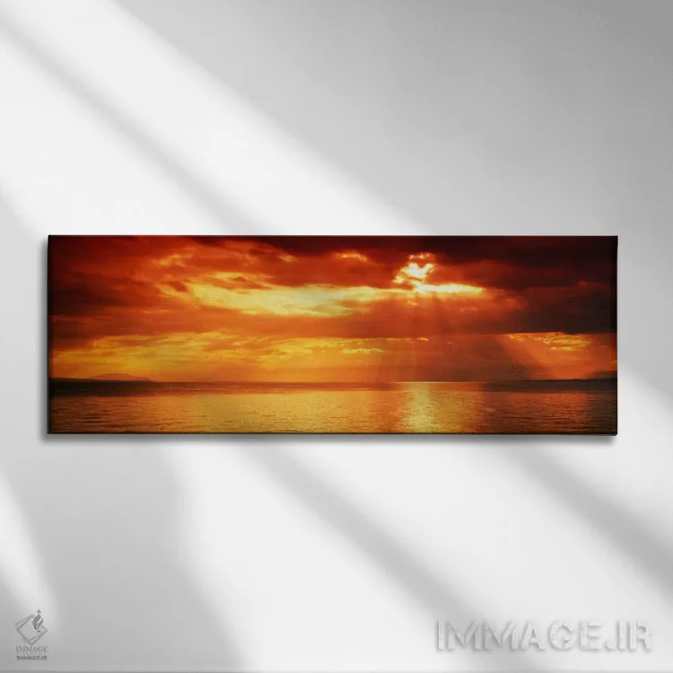 تابلو غروب خورشید، دریاچه ژنو، سوئیس اثر پانورامیک ایمجز (استودیو عکاسی عریض) - نمای روبهرو روی دیوار