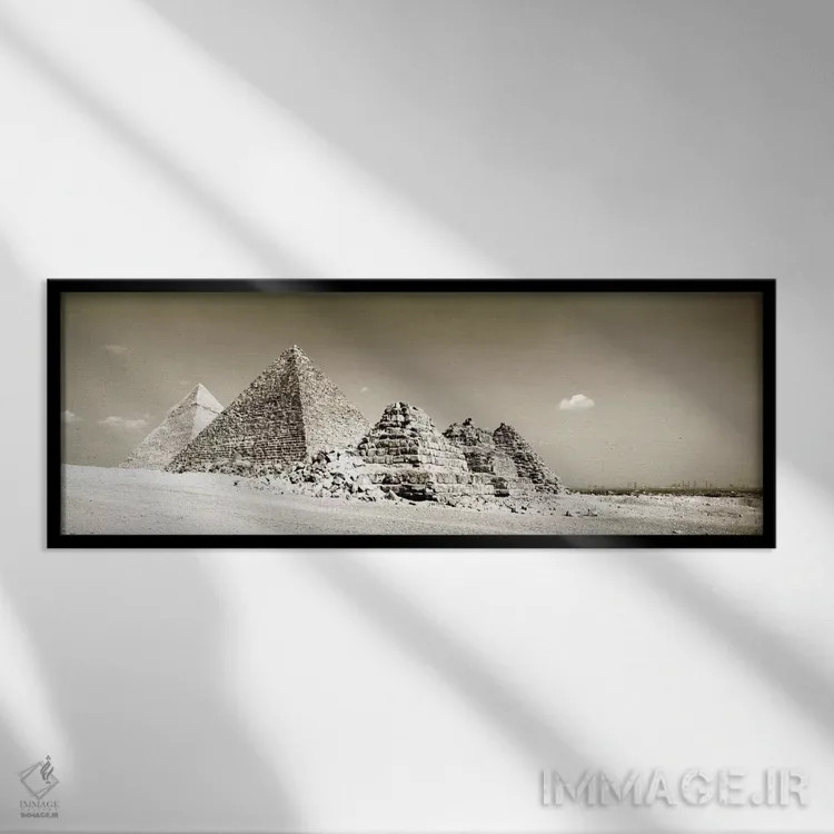 تابلو اهرام جیزه، مصر اثر پانورامیک ایمجز (استودیو عکاسی عریض) - نمای قابدار مشکی