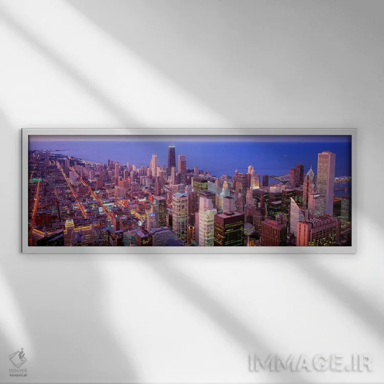 تابلو شیکاگو، ایلینوی، ایالات متحده آمریکا اثر پانورامیک ایمجز (استودیو عکاسی عریض) - نمای قابدار سفید