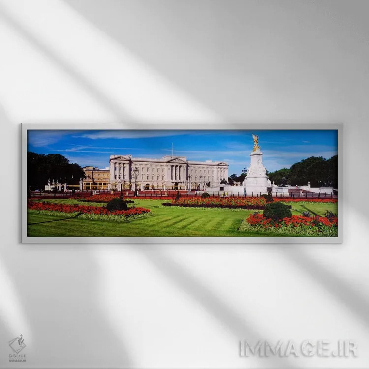 تابلو کاخ باکینگهام، شهر وستمینستر، لندن، انگلستان، بریتانیا اثر پانورامیک ایمجز (استودیو عکاسی عریض) - نمای قابدار سفید
