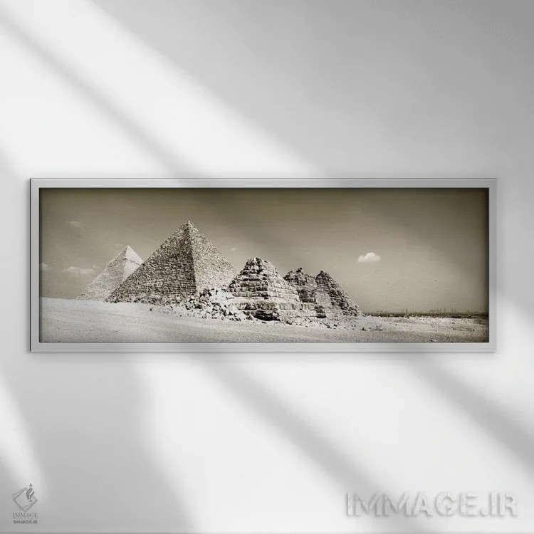 تابلو اهرام جیزه، مصر اثر پانورامیک ایمجز (استودیو عکاسی عریض) - نمای قابدار سفید