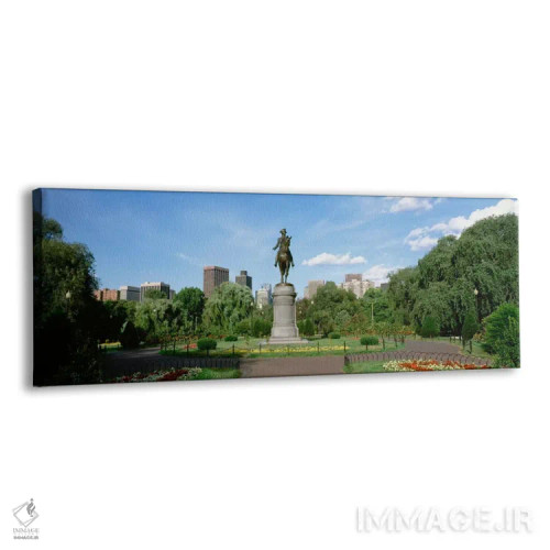 تابلو Boston Public Garden, Boston, Massachusetts, USA" - "مجسمه اسبسواری جورج واشینگتن، باغ عمومی بوستون، بوستون، ماساچوست، ایالات متحده" اثر پانورامیک ایمجز (استودیو عکاسی عریض) - نمای پرسپکتیو محصول