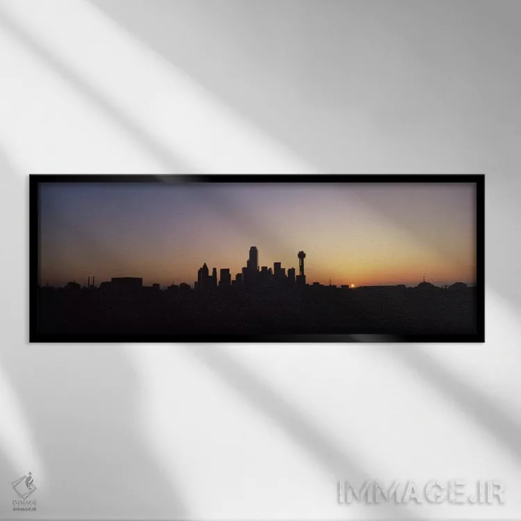 تابلو طلوع خط آسمان دالاس (تگزاس، آمریکا) اثر پانورامیک ایمجز (استودیو عکاسی عریض) - نمای قابدار مشکی