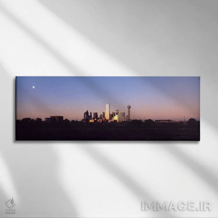 تابلو غروب خط آسمان دالاس (تگزاس، آمریکا) اثر پانورامیک ایمجز (استودیو عکاسی عریض) - نمای روبهرو روی دیوار