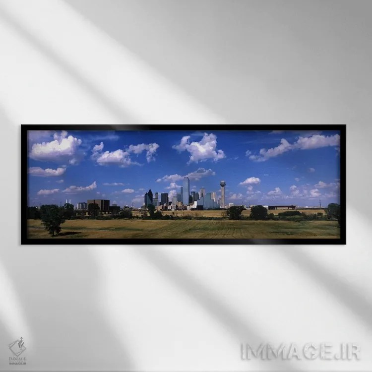 تابلو خط آسمان دالاس (تگزاس، آمریکا) اثر پانورامیک ایمجز (استودیو عکاسی عریض) - نمای قابدار مشکی