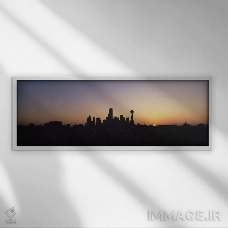 تابلو طلوع خط آسمان دالاس (تگزاس، آمریکا) اثر پانورامیک ایمجز (استودیو عکاسی عریض) - نمای قابدار سفید
