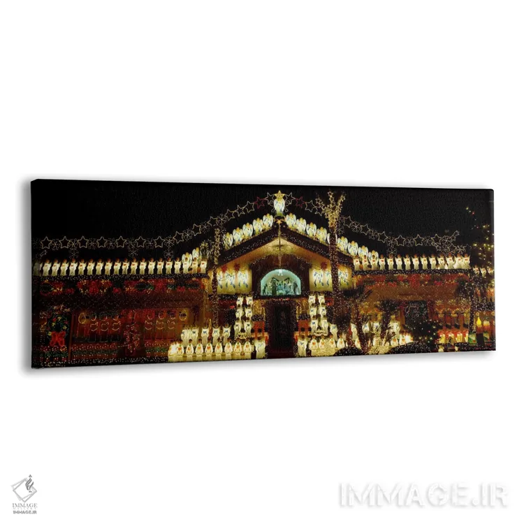 تابلو "نمای پایینزاویه از خانهای تزئینشده با چراغهای کریسمس، فینیکس، آریزونا، ایالات متحده" اثر پانورامیک ایمجز (استودیو عکاسی عریض) - نمای پرسپکتیو محصول