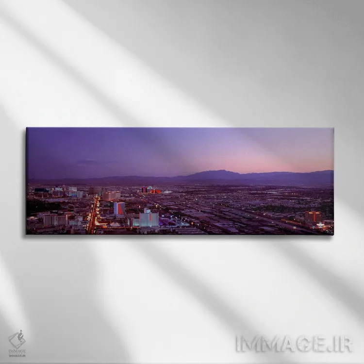 تابلو Las Vegas, sunset" - "ایالات متحده، نوادا، لاس وگاس، غروب" اثر پانورامیک ایمجز (استودیو عکاسی عریض) - نمای روبهرو روی دیوار