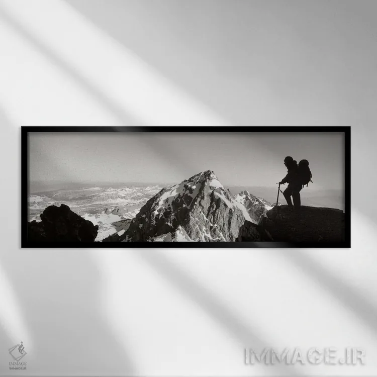 تابلو Wyoming, USA" - "کوهنوردی در پارک گرند تیتون، وایومینگ، ایالات متحده" اثر پانورامیک ایمجز (استودیو عکاسی عریض) - نمای قابدار مشکی