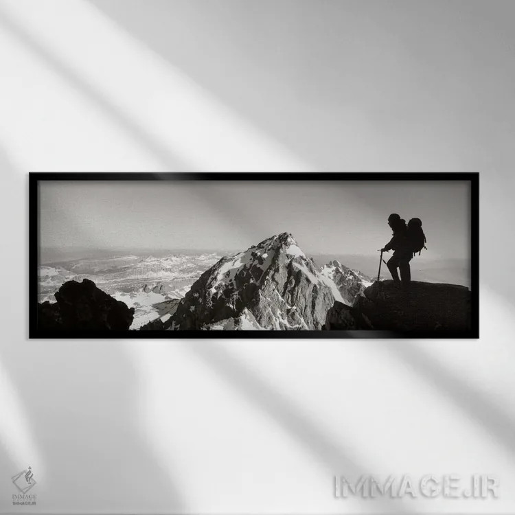 تابلو Wyoming, USA" - "کوهنوردی در پارک گرند تیتون، وایومینگ، ایالات متحده" اثر پانورامیک ایمجز (استودیو عکاسی عریض) - نمای قابدار مشکی