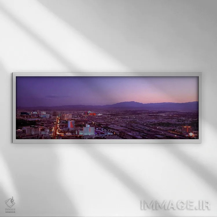 تابلو Las Vegas, sunset" - "ایالات متحده، نوادا، لاس وگاس، غروب" اثر پانورامیک ایمجز (استودیو عکاسی عریض) - نمای قابدار سفید