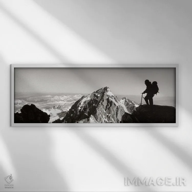 تابلو Wyoming, USA" - "کوهنوردی در پارک گرند تیتون، وایومینگ، ایالات متحده" اثر پانورامیک ایمجز (استودیو عکاسی عریض) - نمای قابدار سفید