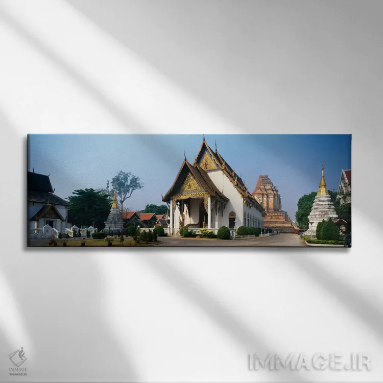 تابلو معبد وات چدی لونگ چیانگمای (تایلند) اثر پانورامیک ایمجز (استودیو عکاسی عریض) - نمای روبهرو روی دیوار