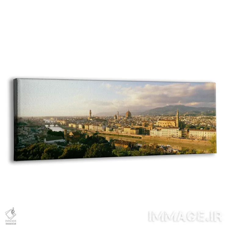 تابلو "دوئومو و رودخانه آرنو، فلورانس، ایتالیا" اثر پانورامیک ایمجز (استودیو عکاسی عریض) - نمای پرسپکتیو محصول
