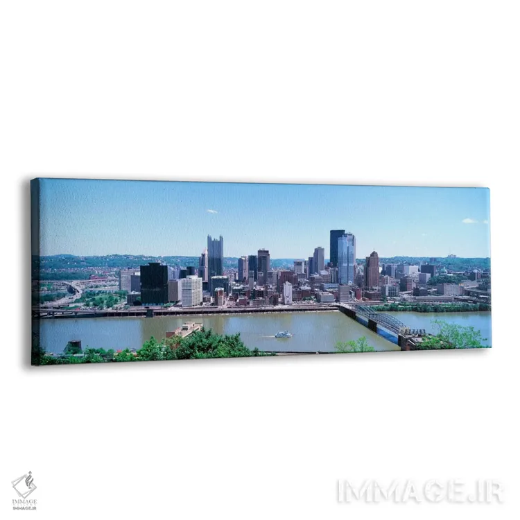 تابلو Monongahela River, Pittsburgh, Pennsylvania, USA" - "ساختمانها در کنار ساحل، رودخانه مونوگهیلا، پیتسبورگ، پنسیلوانیا، ایالات متحده" اثر پانورامیک ایمجز (استودیو عکاسی عریض) - نمای پرسپکتیو محصول
