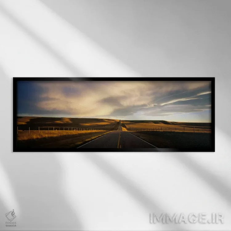 تابلو "جاده روستایی، مونتانا، ایالات متحده آمریکا" اثر پانورامیک ایمجز (استودیو عکاسی عریض) - نمای قابدار مشکی