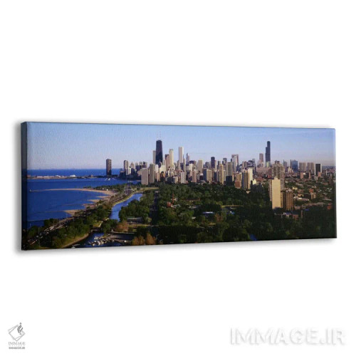 تابلو Illinois, USA" - "نمای هوایی از افق شیکاگو، ایلینوی، ایالات متحده" اثر پانورامیک ایمجز (استودیو عکاسی عریض) - نمای پرسپکتیو محصول