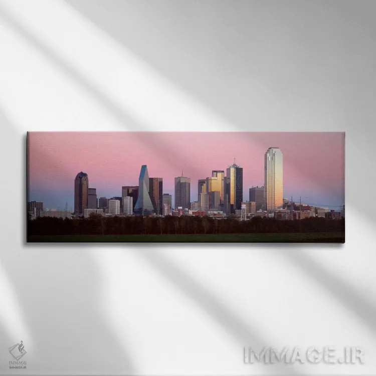 تابلو Dallas, Texas, USA" - "غروب آفتاب، دالاس، تگزاس، ایالات متحده" اثر پانورامیک ایمجز (استودیو عکاسی عریض) - نمای روبهرو روی دیوار