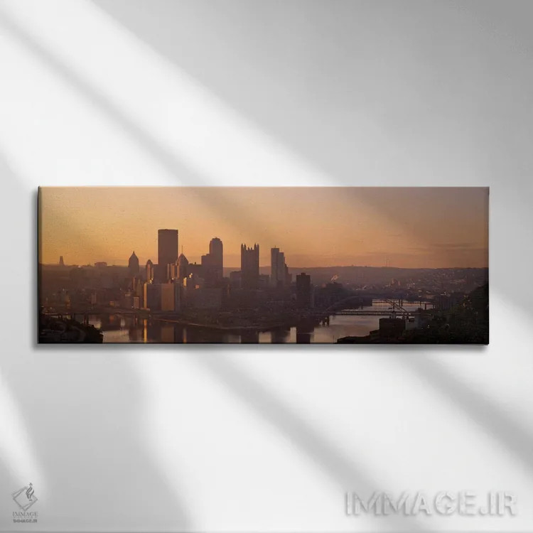تابلو Pennsylvania, Pittsburgh, Allegheny & Monongahela Rivers, View of the confluence of rivers at twilight" - "ایالات متحده، پنسیلوانیا، پیتسبورگ، رودخانههای آلگنی و مونوگهیلا، نمای همپیوندی رودخانهها در هنگام غروب" اثر پانورامیک ایمجز (استودیو