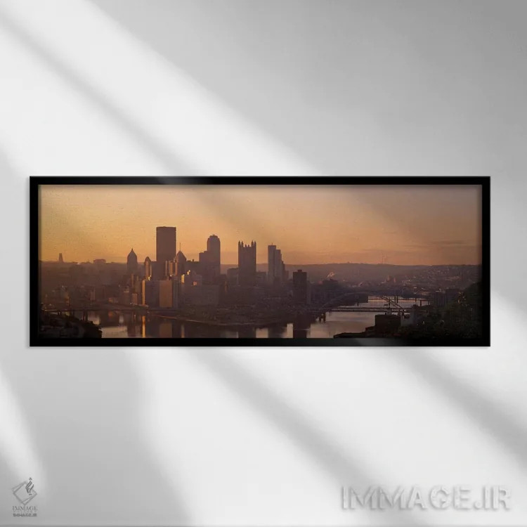 تابلو Pennsylvania, Pittsburgh, Allegheny & Monongahela Rivers, View of the confluence of rivers at twilight" - "ایالات متحده، پنسیلوانیا، پیتسبورگ، رودخانههای آلگنی و مونوگهیلا، نمای همپیوندی رودخانهها در هنگام غروب" اثر پانورامیک ایمجز (استودیو
