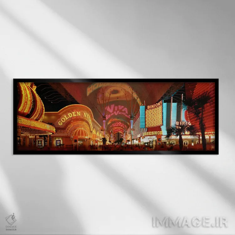 تابلو تجربهٔ خیابان فریمانت، لاسوگاس، نوادا، آمریکا اثر پانورامیک ایمجز (استودیو عکاسی عریض) - نمای قابدار مشکی