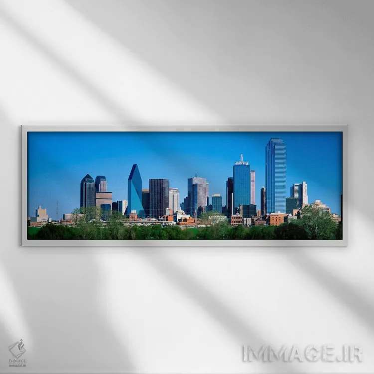 تابلو Texas, USA" - "دالاس، تگزاس، ایالات متحده" اثر پانورامیک ایمجز (استودیو عکاسی عریض) - نمای قابدار سفید