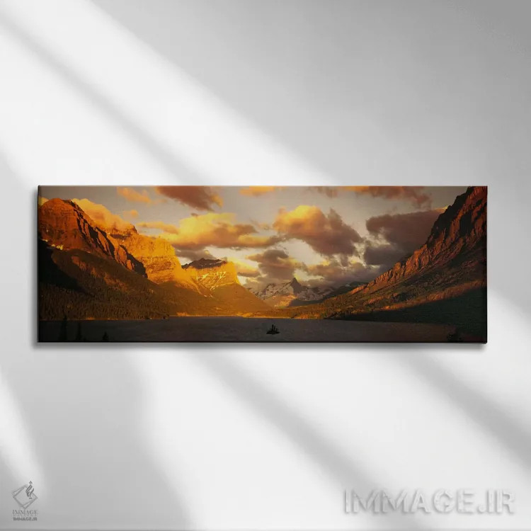 تابلو "دریاچه سنت مری و رشتهکوه لوئیس، پارک ملی گلیشیر، خلیج گلیشیر، مونتانا، ایالات متحده" اثر پانورامیک ایمجز (استودیو عکاسی عریض) - نمای روبهرو روی دیوار