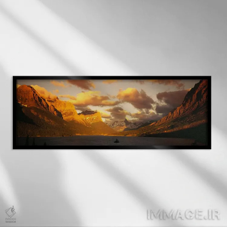 تابلو "دریاچه سنت مری و رشتهکوه لوئیس، پارک ملی گلیشیر، خلیج گلیشیر، مونتانا، ایالات متحده" اثر پانورامیک ایمجز (استودیو عکاسی عریض) - نمای قابدار مشکی