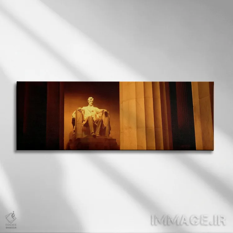تابلو "شب، یادبود لینکلن، واشنگتن دیسی، منطقه کلمبیا، ایالات متحده" اثر پانورامیک ایمجز (استودیو عکاسی عریض) - نمای روبهرو روی دیوار