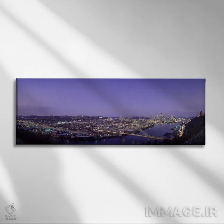 تابلو نمای هوایی از شهر پیتسبورگ، شهرستان آلیگنی، پنسیلوانیا، ایالات متحده اثر پانورامیک ایمجز (استودیو عکاسی عریض) - نمای روبهرو روی دیوار