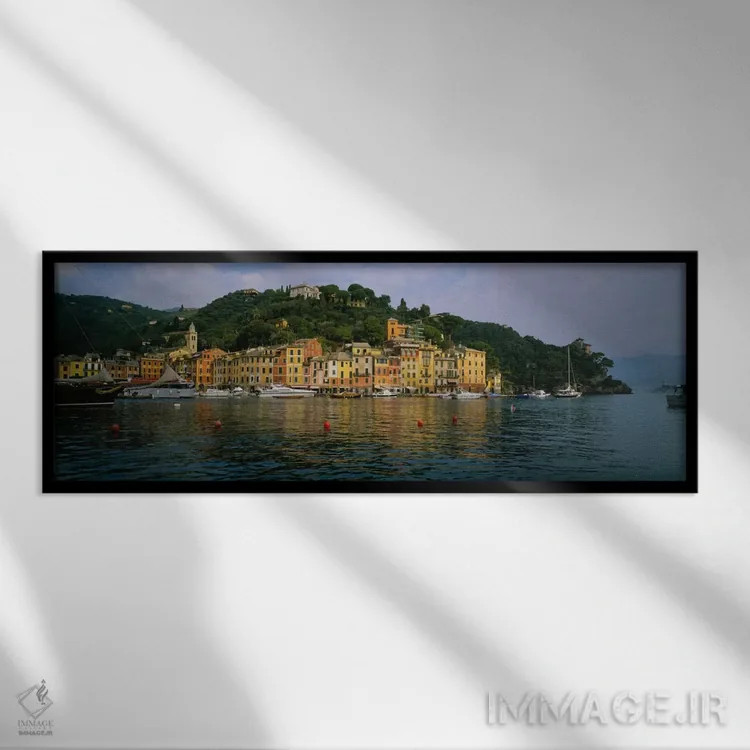 تابلو Portofino, Liguria, Italy,معماری ساحلی، پورتوفینو، لیگوریا، ایتالیا اثر پانورامیک ایمجز (استودیو عکاسی عریض) - نمای قابدار مشکی