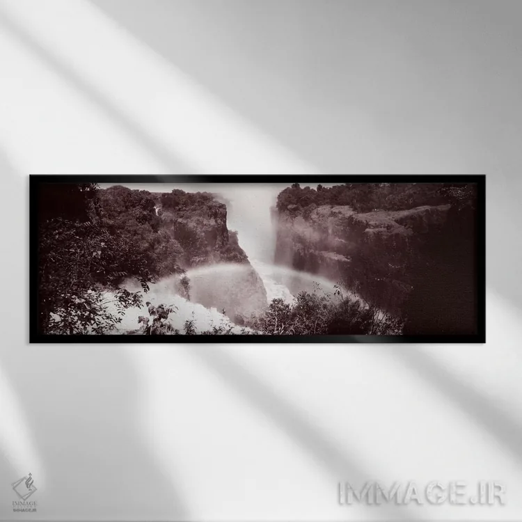 تابلو آبشار ویکتوریا، زیمبابوه، آفریقا اثر پانورامیک ایمجز (استودیو عکاسی عریض) - نمای قابدار مشکی