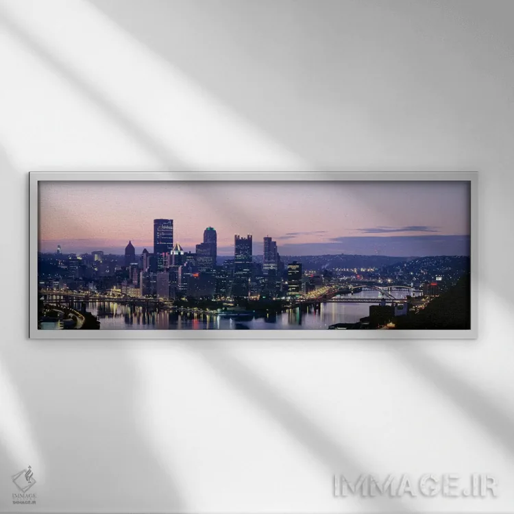 تابلو Pennsylvania, Pittsburgh, Monongahela River" - "ایالات متحده، پنسیلوانیا، پیتسبورگ، رودخانه منونگههلا" اثر پانورامیک ایمجز (استودیو عکاسی عریض) - نمای قابدار سفید