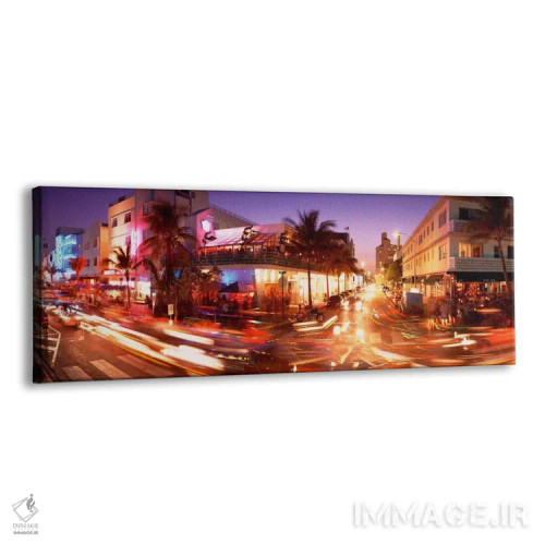 تابلو Ocean Drive, Miami, Florida, USA" - "ترافیک در جاده، اوشن درایو، میامی، فلوریدا، ایالات متحده" اثر پانورامیک ایمجز (استودیو عکاسی عریض) - نمای پرسپکتیو محصول