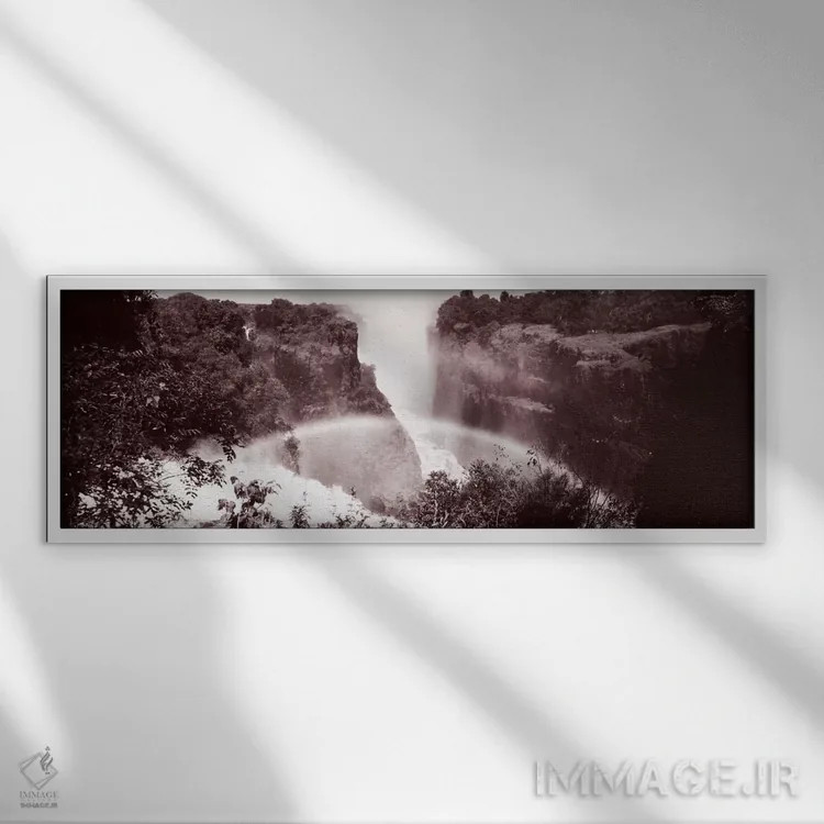 تابلو آبشار ویکتوریا، زیمبابوه، آفریقا اثر پانورامیک ایمجز (استودیو عکاسی عریض) - نمای قابدار سفید