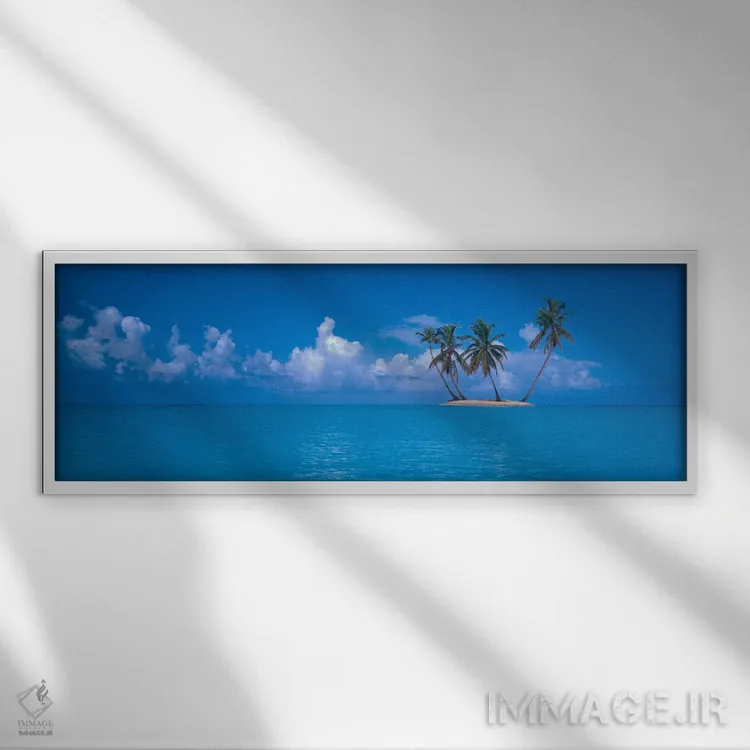 تابلو Caribbean Sea" - "جزیره کوچک بدون سکنه، دریای کارائیب" اثر پانورامیک ایمجز (استودیو عکاسی عریض) - نمای قابدار سفید