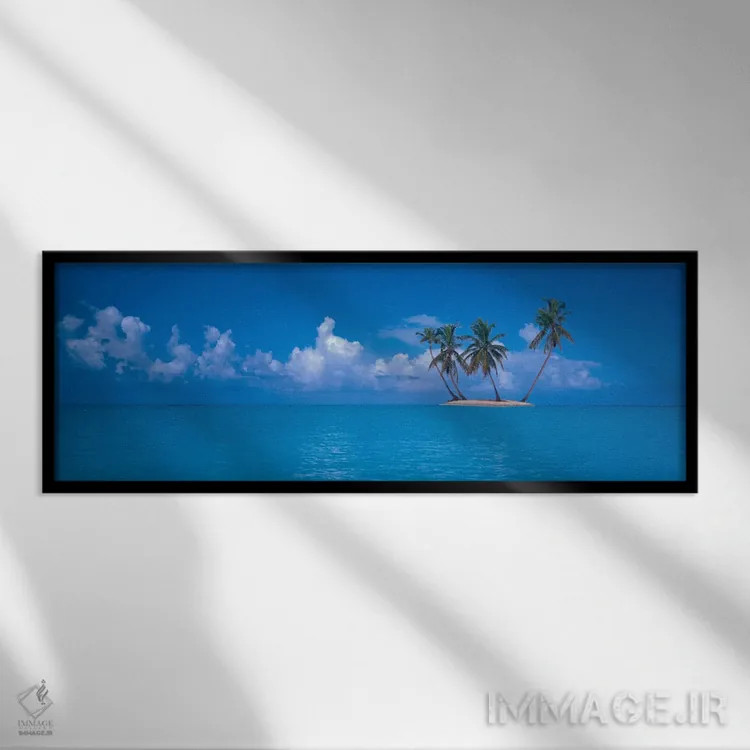تابلو Caribbean Sea" - "جزیره کوچک بدون سکنه، دریای کارائیب" اثر پانورامیک ایمجز (استودیو عکاسی عریض) - نمای قابدار مشکی