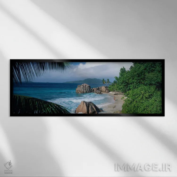 تابلو اقیانوس هند، جزیرهٔ لا دیگو، سیشل اثر پانورامیک ایمجز (استودیو عکاسی عریض) - نمای قابدار مشکی