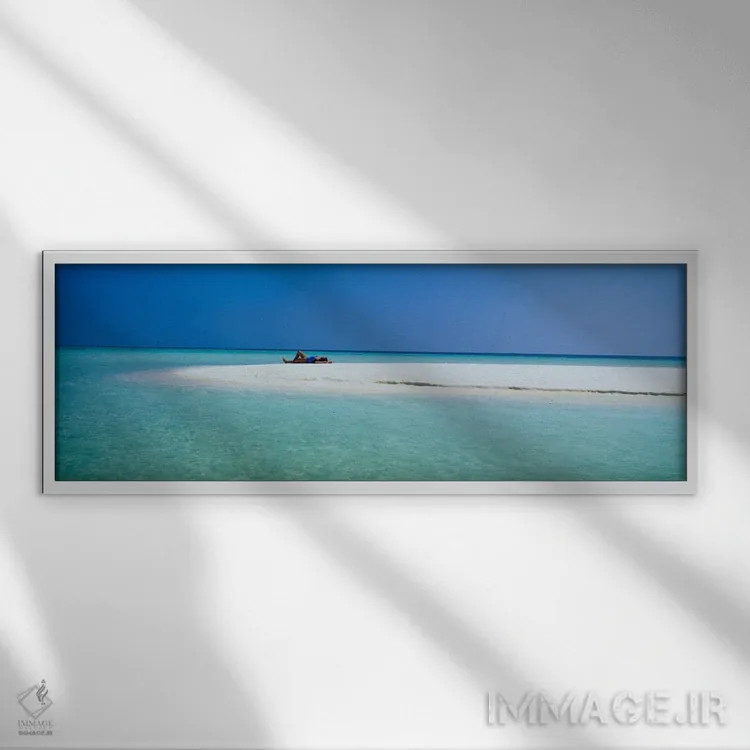تابلو اقیانوس هند، مالدیو اثر پانورامیک ایمجز (استودیو عکاسی عریض) - نمای قابدار سفید