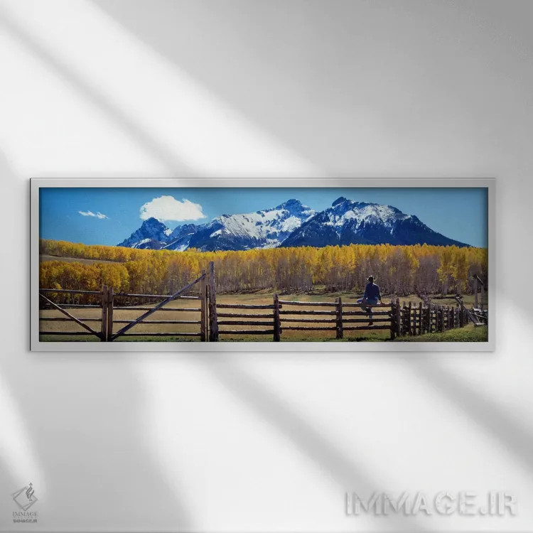 تابلو Ridgeway, Colorado, USA" - "کوههای سان خوان، ریجوی، کلرادو، آمریکا" اثر پانورامیک ایمجز (استودیو عکاسی عریض) - نمای قابدار سفید