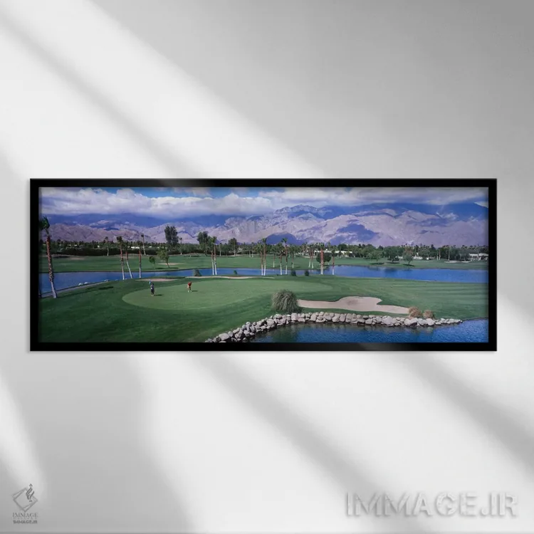 تابلو زمین گلف، پالم اسپرینگز، کالیفرنیا، ایالات متحده اثر پانورامیک ایمجز (استودیو عکاسی عریض) - نمای قابدار مشکی