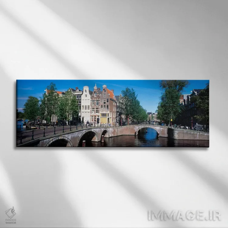 تابلو خانههای ردیفی، آمستردام، هلند اثر پانورامیک ایمجز (استودیو عکاسی عریض) - نمای روبهرو روی دیوار