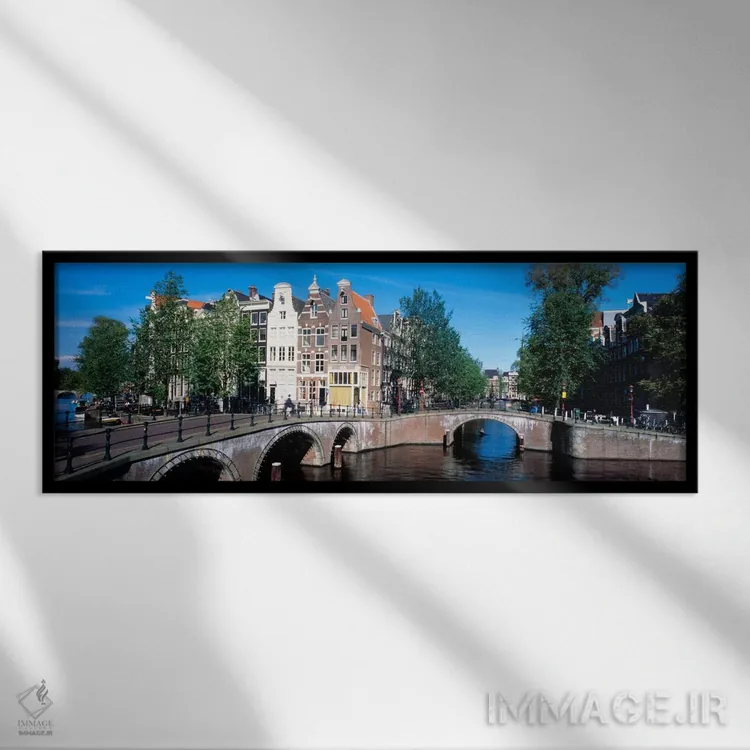 تابلو خانههای ردیفی، آمستردام، هلند اثر پانورامیک ایمجز (استودیو عکاسی عریض) - نمای قابدار مشکی