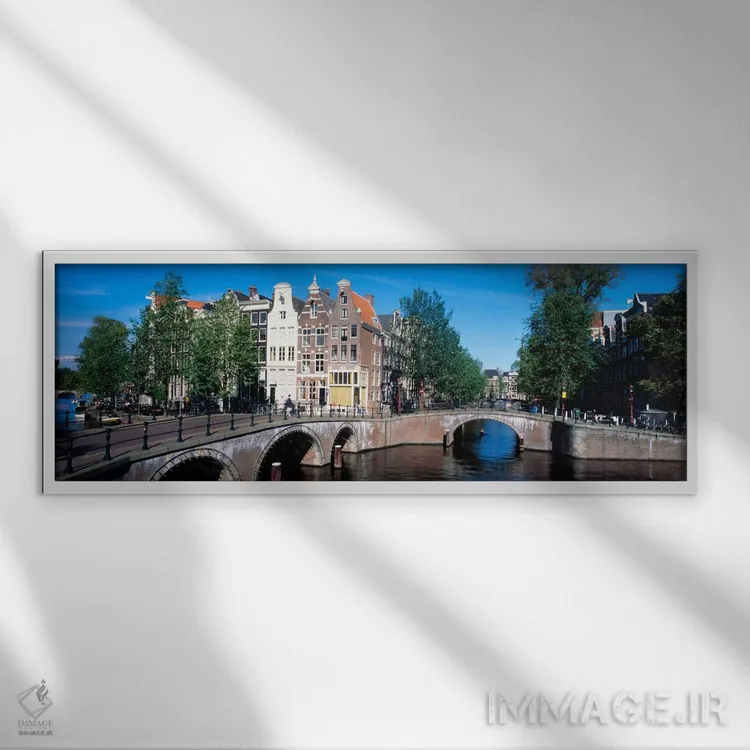 تابلو خانههای ردیفی، آمستردام، هلند اثر پانورامیک ایمجز (استودیو عکاسی عریض) - نمای قابدار سفید