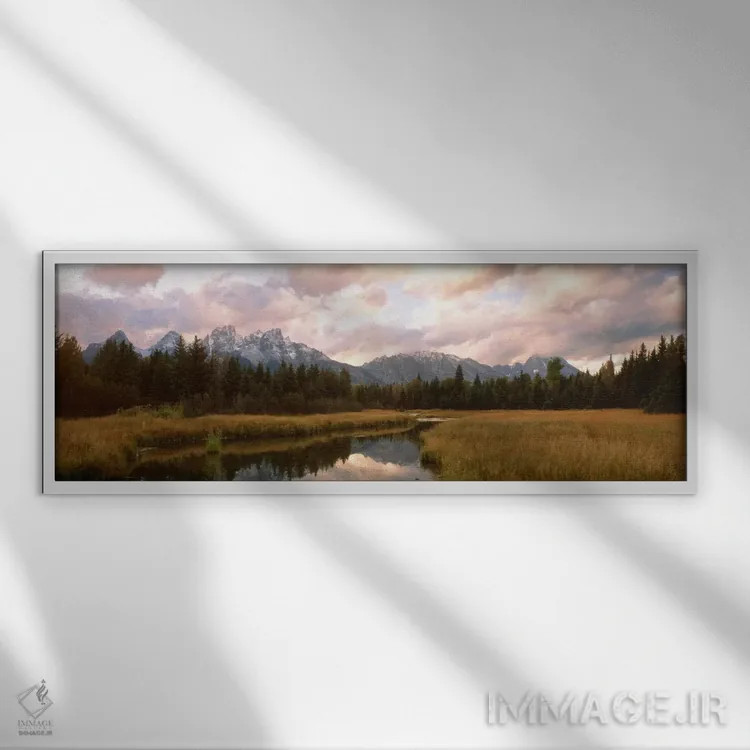تابلو "پارک ملی گرند تیتون، وایومینگ، ایالات متحده" اثر پانورامیک ایمجز (استودیو عکاسی عریض) - نمای قابدار سفید