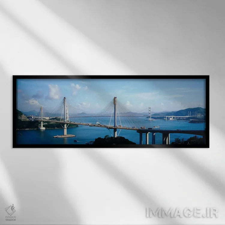 تابلو پل تینگ کاو و تسینگ ما، هنگکنگ، چین اثر پانورامیک ایمجز (استودیو عکاسی عریض) - نمای قابدار مشکی