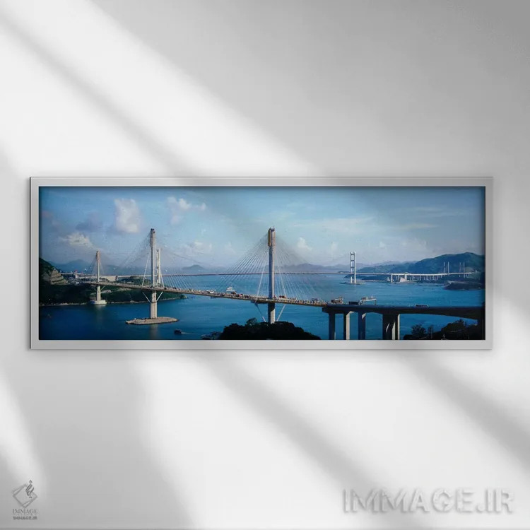 تابلو پل تینگ کاو و تسینگ ما، هنگکنگ، چین اثر پانورامیک ایمجز (استودیو عکاسی عریض) - نمای قابدار سفید