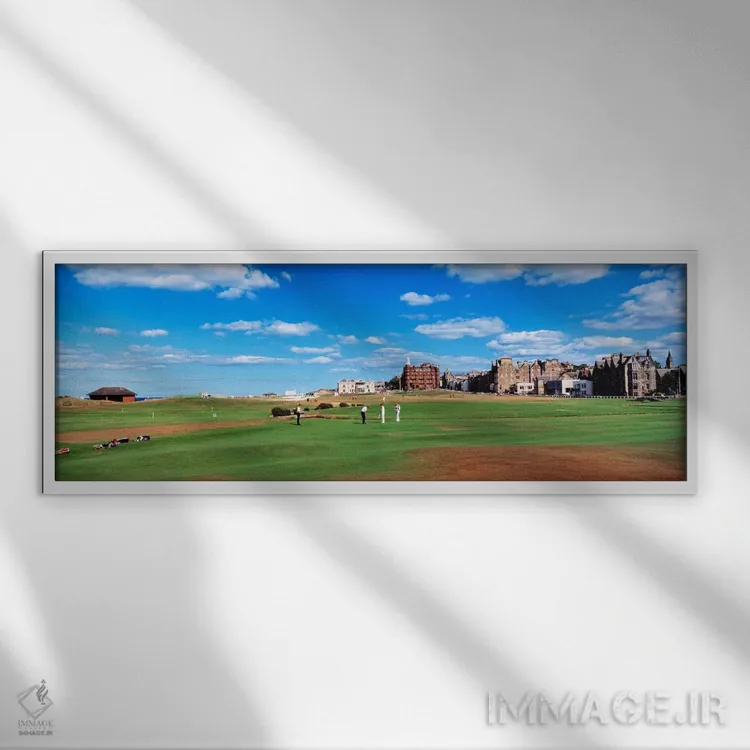 تابلو دوره قدیمی، باشگاه گلف سلطنتی و باستانی سنت اندروز، سنت اندروز، اسکاتلند، بریتانیا اثر پانورامیک ایمجز (استودیو عکاسی عریض) - نمای قابدار سفید