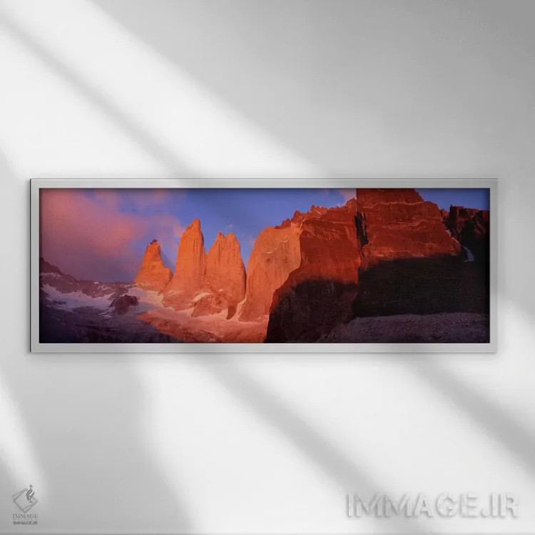 تابلو پارک ملی تورس دل پاین، پاتاگونیا، شیلی اثر پانورامیک ایمجز (استودیو عکاسی عریض) - نمای قابدار سفید