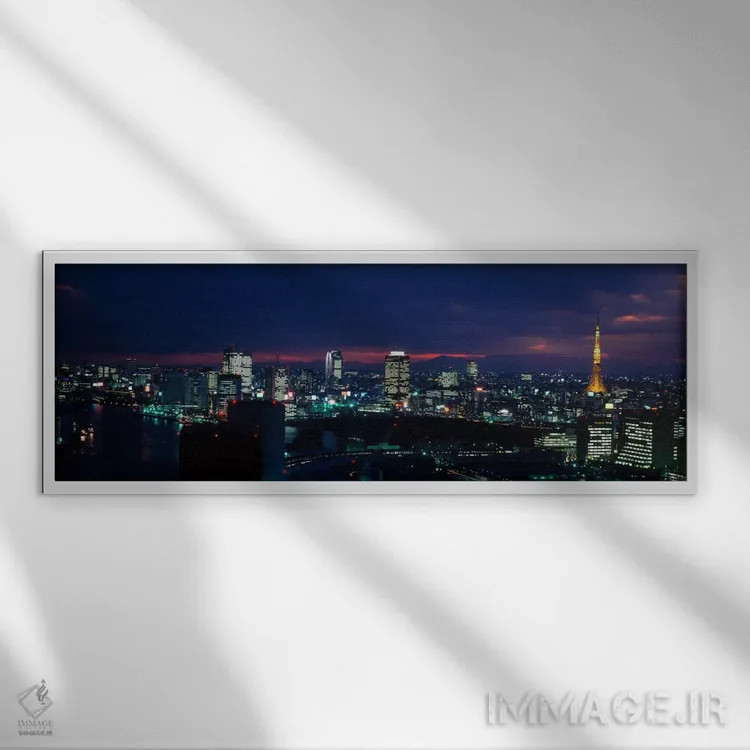 تابلو برج توکیو، توکیو، ژاپن اثر پانورامیک ایمجز (استودیو عکاسی عریض) - نمای قابدار سفید